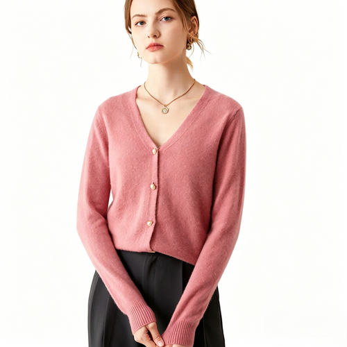 Women Soft Cashmere V Neck Cardigan Long Sleeve Button Knit Sweater Casual Basic Outwear