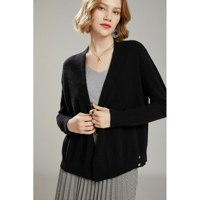 Women Wrap V Neck Cashmere Knit Sweater Long Sleeve Casual Loose Cardigan Outerwear