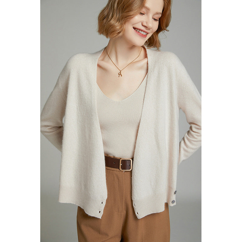 Women Wrap V Neck Cashmere Knit Sweater Long Sleeve Casual Loose Cardigan Outerwear